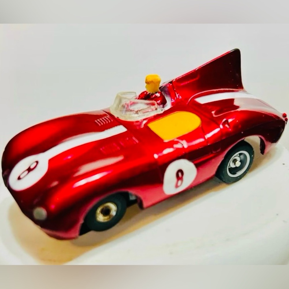 AURORA /TYCO S 1963 JAGUAR D SLOT CAR CLEAN! Runs! W/ HP7 RACING WHEELS INSTALLD